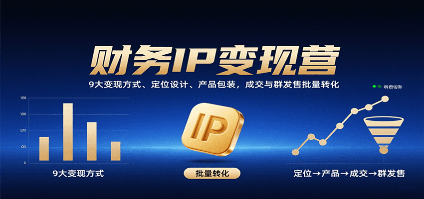 财务IP变现营：9大变现方式、定位设计、产品包装，成交与群发售批量转化-优优云网创