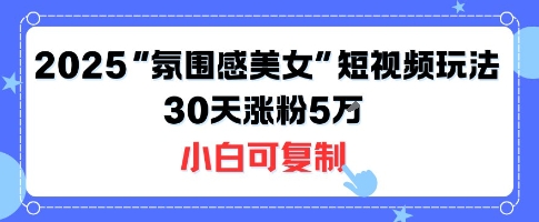 不露脸也能火！2025“氛围感美女”短视频玩法，30天涨粉5W小白可复制-优优云网创