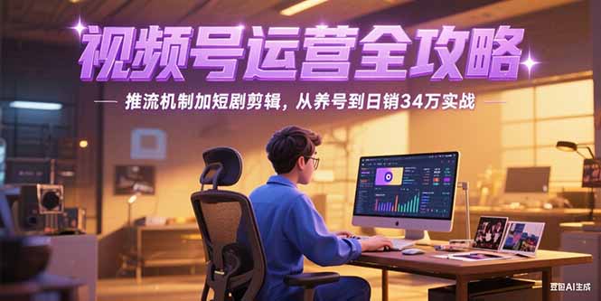 2025视频号运营全攻略，推流机制加短剧剪辑，从养号到日销34万实战-优优云网创