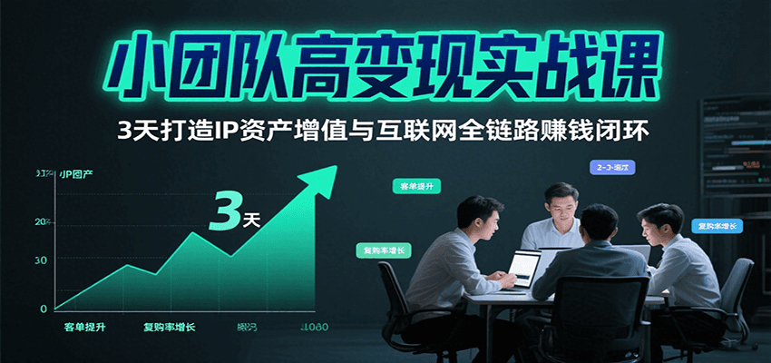 小团队高变现实战课,3天打造IP资产增值与互联网全链路赚钱闭环(第二期)-优优云网创