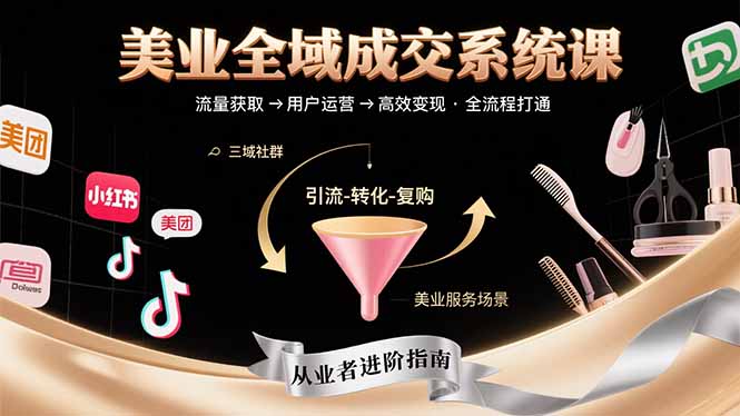 美业全域成交系统课程：帮助美业从业者打通从流量获取到高效变现全流程-优优云网创
