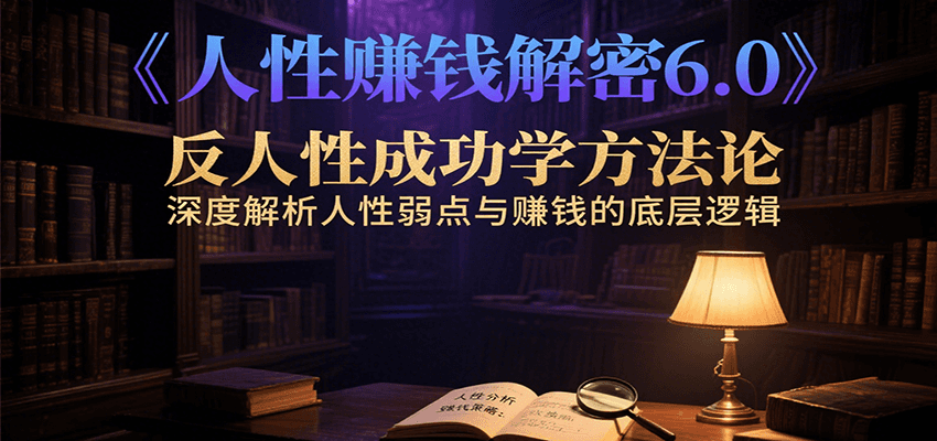 人性赚钱解密6.0，反人性成功学方法论，深度解析人性弱点与赚钱的底层逻辑-优优云网创