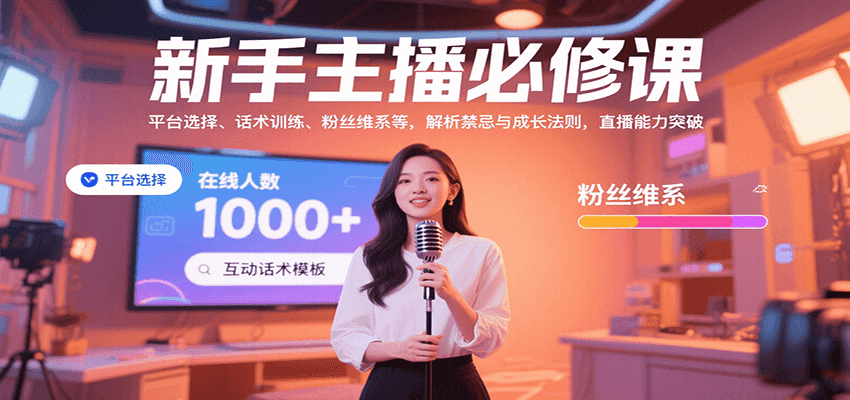 新手主播必修课：平台选择、话术训练、粉丝维系等，解析禁忌与成长法则，突破直播能力-优优云网创