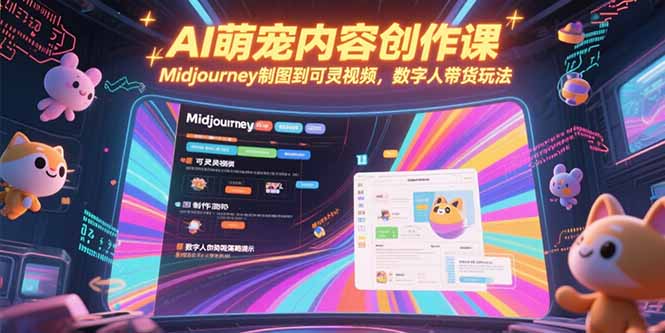 AI萌宠内容创作课，Midjourney制图到可灵视频，数字人带货玩法-优优云网创
