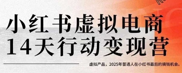 小红书虚拟电商14天变现训练营,虚拟产品,2025年普通人在小红书最后的搞钱机会-优优云网创