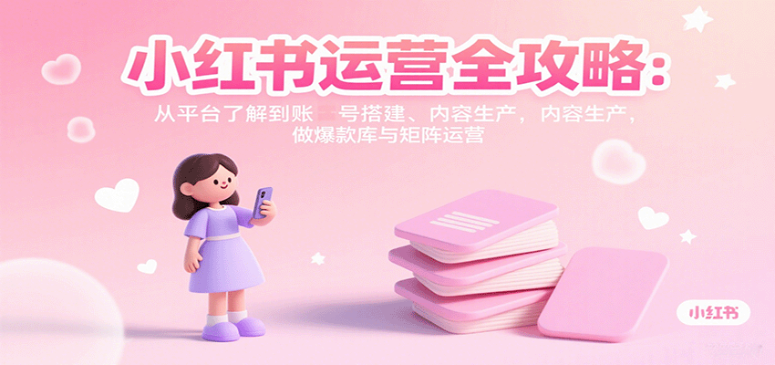 小红书运营全攻略：从平台了解到账号搭建、内容生产，做爆款库与矩阵运营-优优云网创