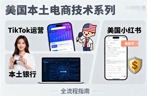 美国本土电商技术,Tiktok 运营篇+美国小红书篇+本土银行篇-优优云网创