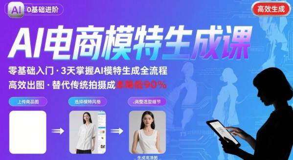 AI模特进阶课程，0基础高效生成逼真电商模特图-优优云网创