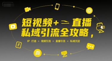 短视频+直播私域引流全攻略,IP打造 +视频引流 +直播引流 +私域沉淀-优优云网创