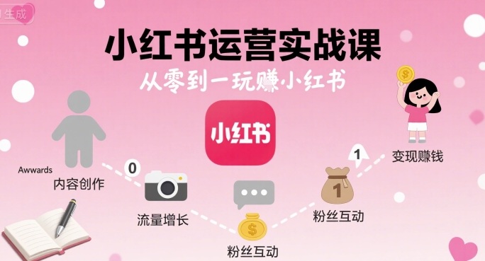 小红书运营实战课，从零到一玩賺小红书-优优云网创