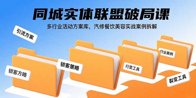同城实体联盟破局课，多行业活动方案库，汽修餐饮美容实战案例拆解-优优云网创