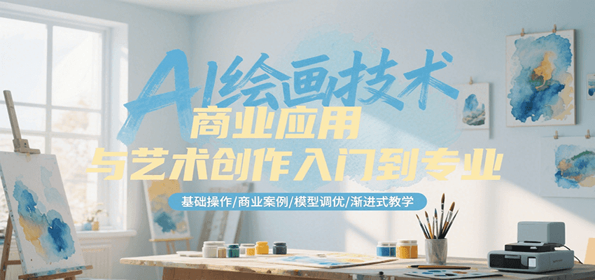 AI绘画技术商业应用与艺术创作入门到专业，基础操作/商业案例/模型调优/渐进式教学-优优云网创