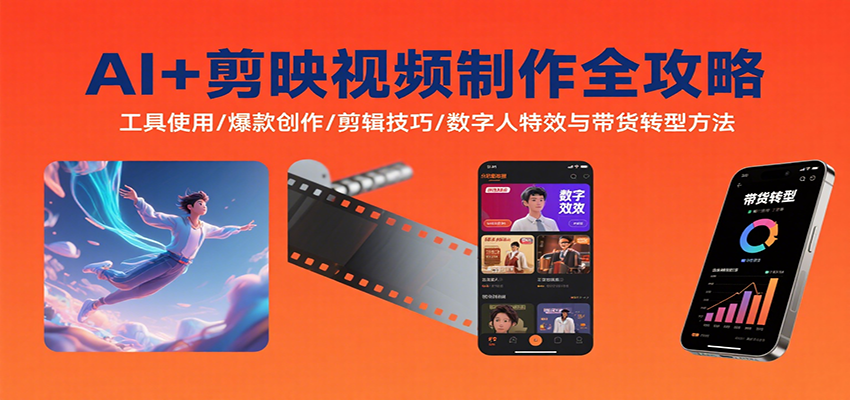 AI+剪映视频制作全攻略：工具使用/爆款创作/剪辑技巧/数字人特效与带货转型方法-优优云网创