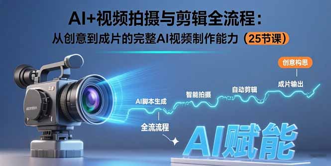 AI+视频拍摄与剪辑全流程：从创意到成片的完整AI视频制作能力(25节课-优优云网创