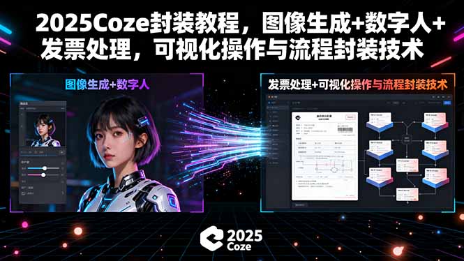 2025Coze封装教程,图像生成+数字人+发票处理,可视化操作与流程封装技术-优优云网创