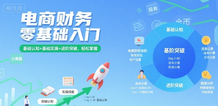 电商财务零基础入门,基础认知+基础实操+进阶突破,轻松掌握-优优云网创