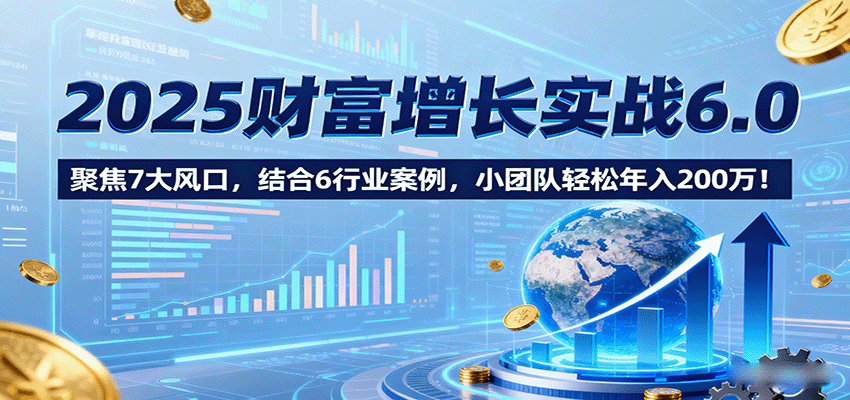 2025财富增长实战6.0，聚焦7大风口，结合6行业案例，小团队轻松年入200万！-优优云网创