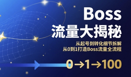Boss流量大揭秘,从起号到转化细节拆解,从0到1打造Boss流量全流程-优优云网创