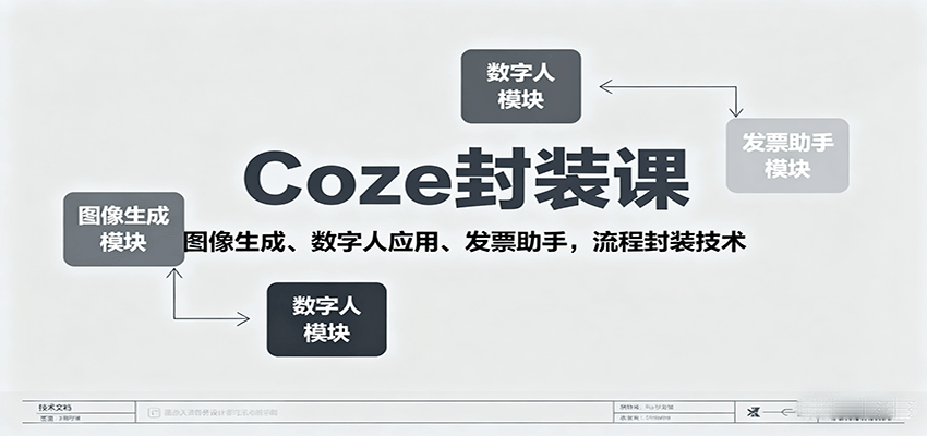 Coze封装课，图像生成、数字人应用、发票助手，流程封装技术-优优云网创