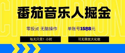 番茄音乐人掘金,单账号最高可撸1k+,可无限矩阵去做,零投入-优优云网创